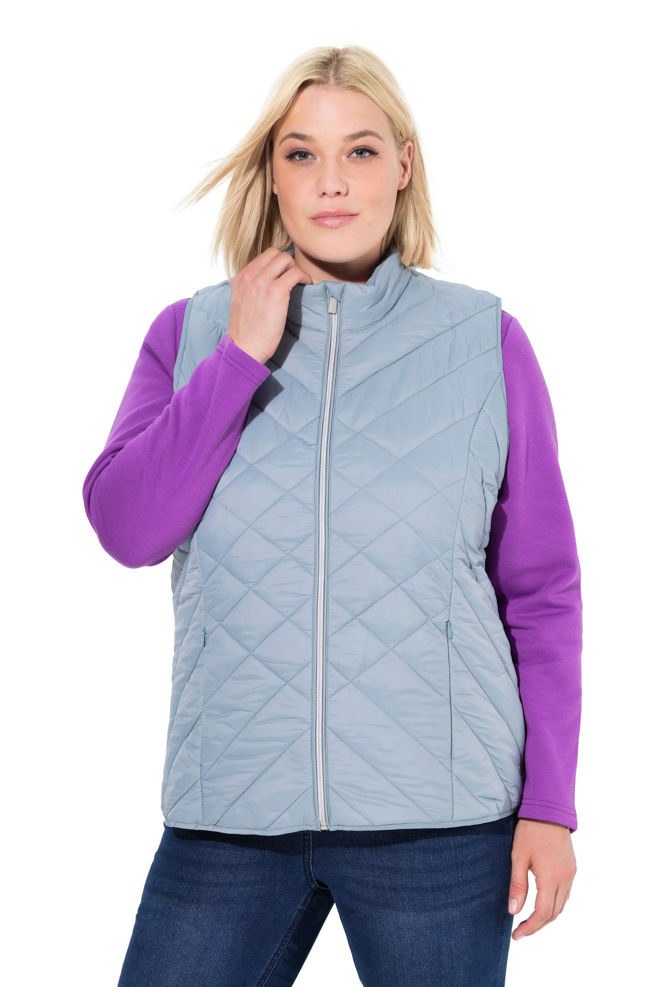 Ulla Popken Bodywarmer in Blauw: voorkant