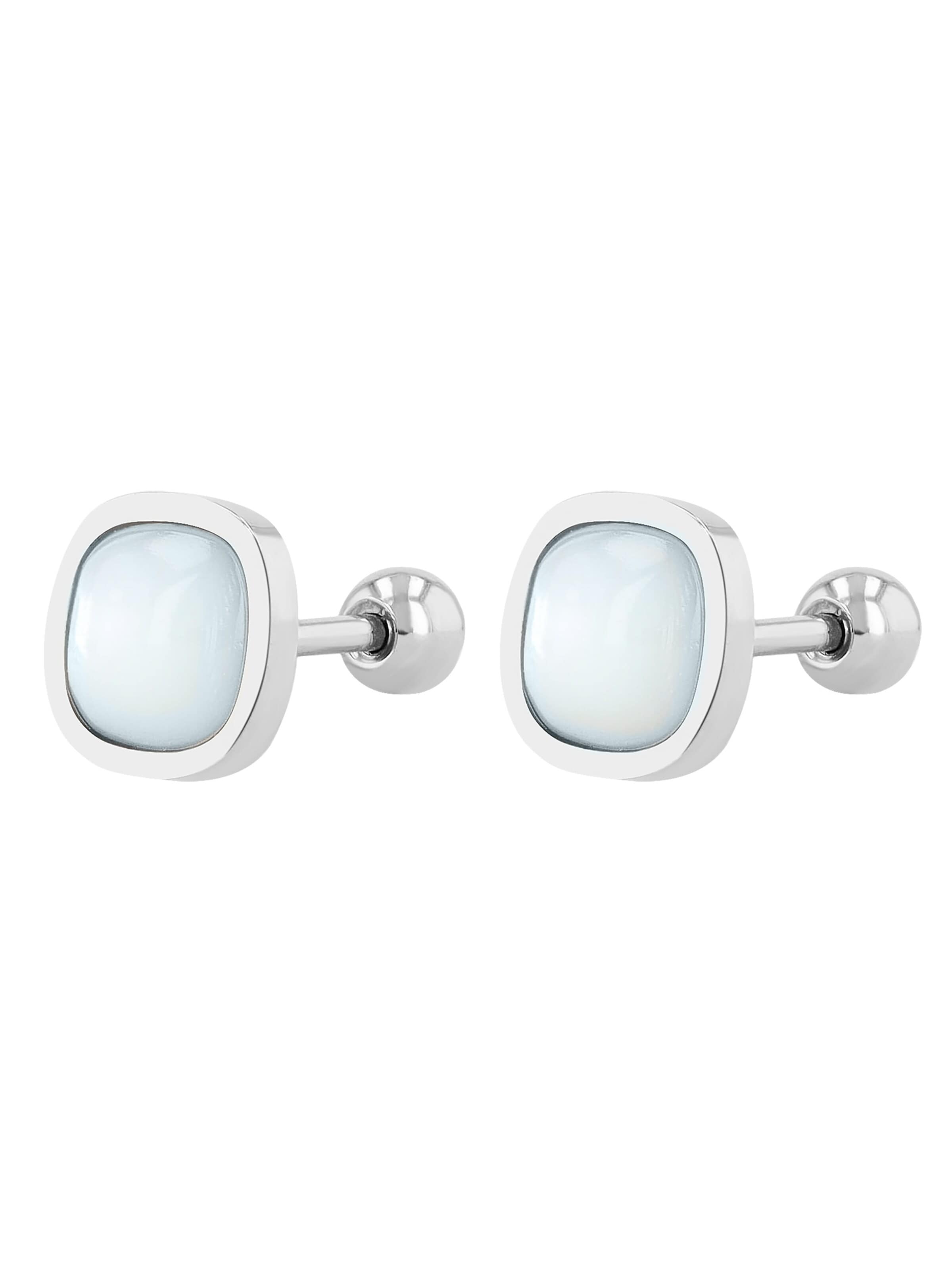 Akzent Earrings 'Edelstahl/ Perlmutt, Schraubverschluss, hautverträglich' in Silver