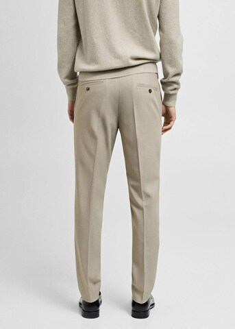 MANGO MAN Slim fit Pleated Pants 'Paris' in Beige
