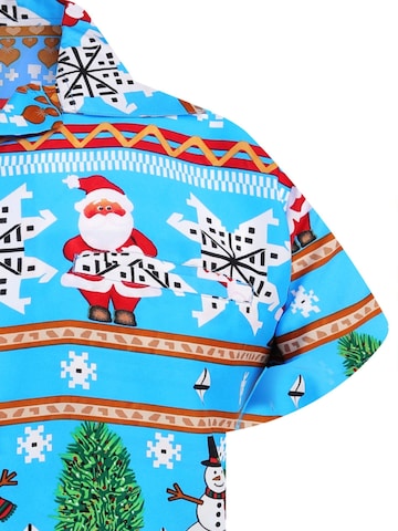 King Kameha - Ajuste regular Camisa 'Christmas Rows' en azul