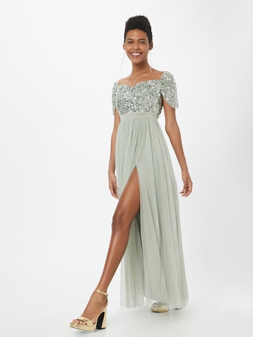 Maya Deluxe Evening dress 'BARDOT' in Green