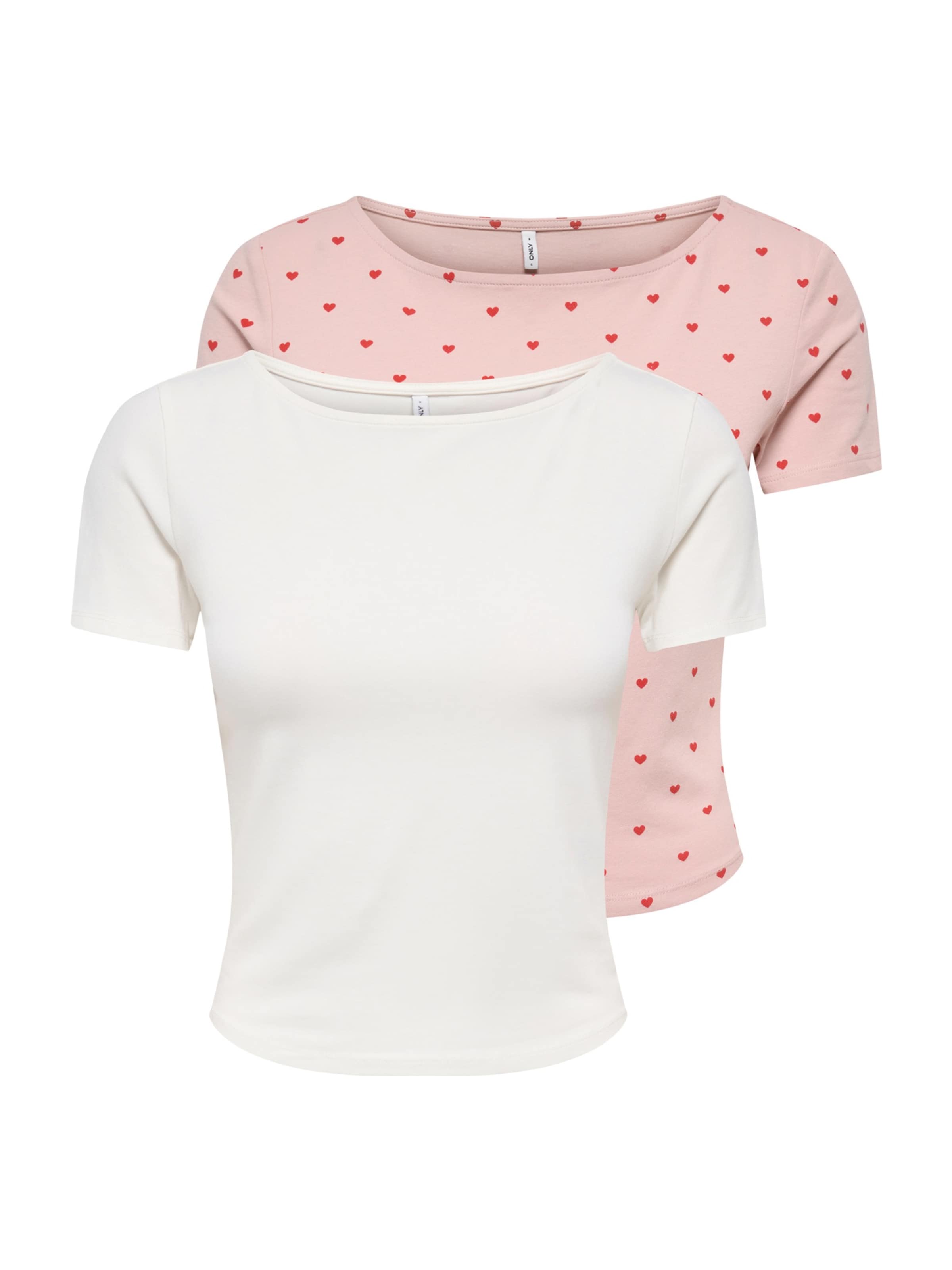 ONLY Футболка 'ONLSUSAN' в Розовый / Темно-красный / Грязно-белый, Обзор товара