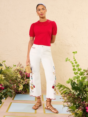 Regular Jean love & roses en beige