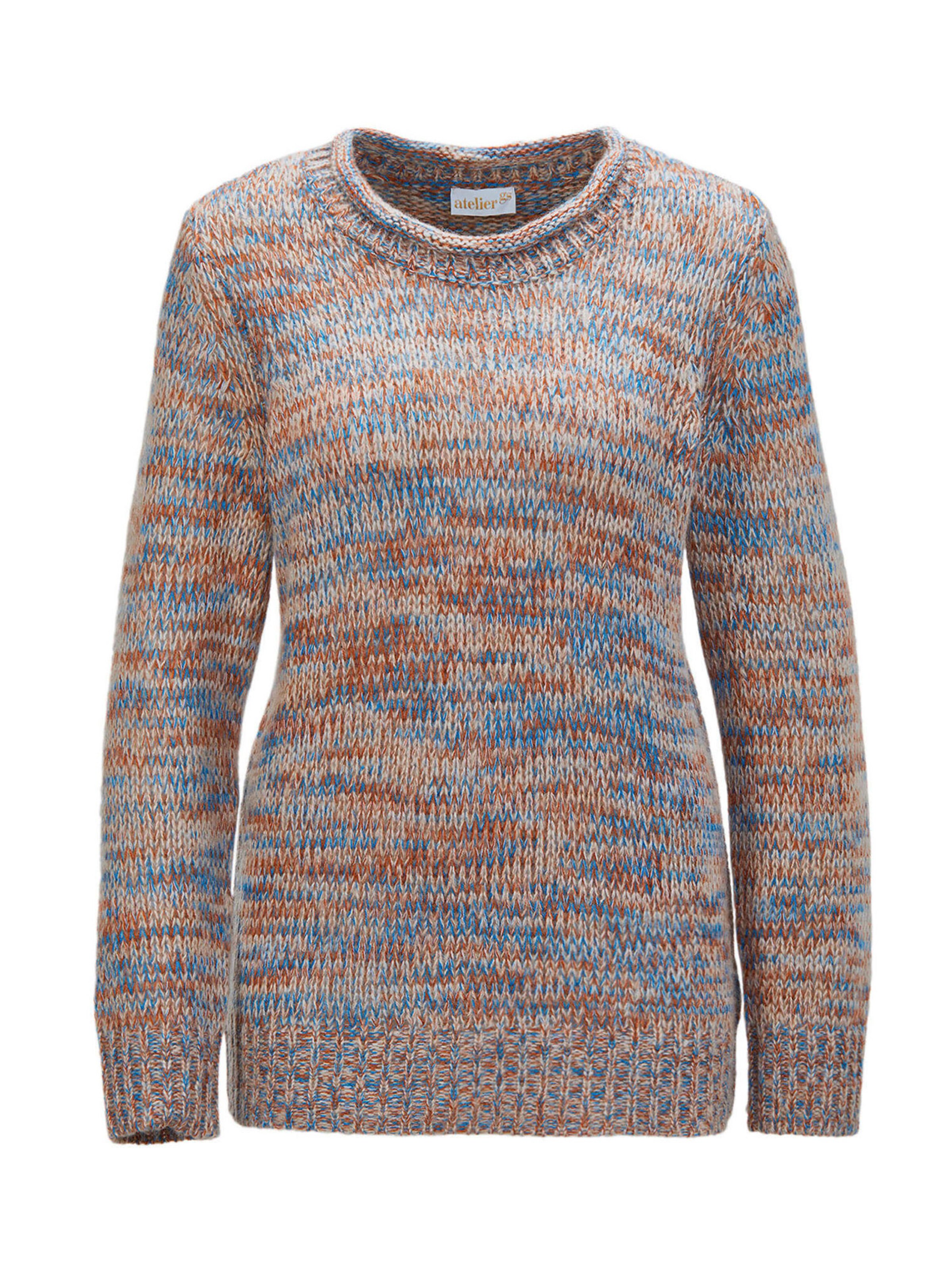 Goldner Pullover in beige / blau / braun, Produktansicht