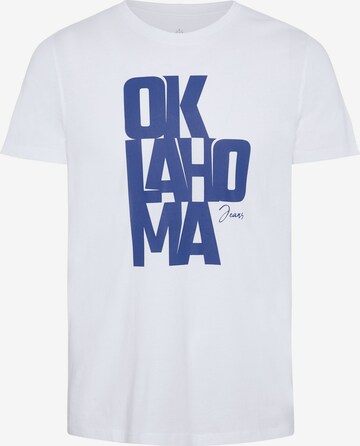 Oklahoma Jeans Shirt ' mit Label-Schriftzug aus Jersey ' in White: front