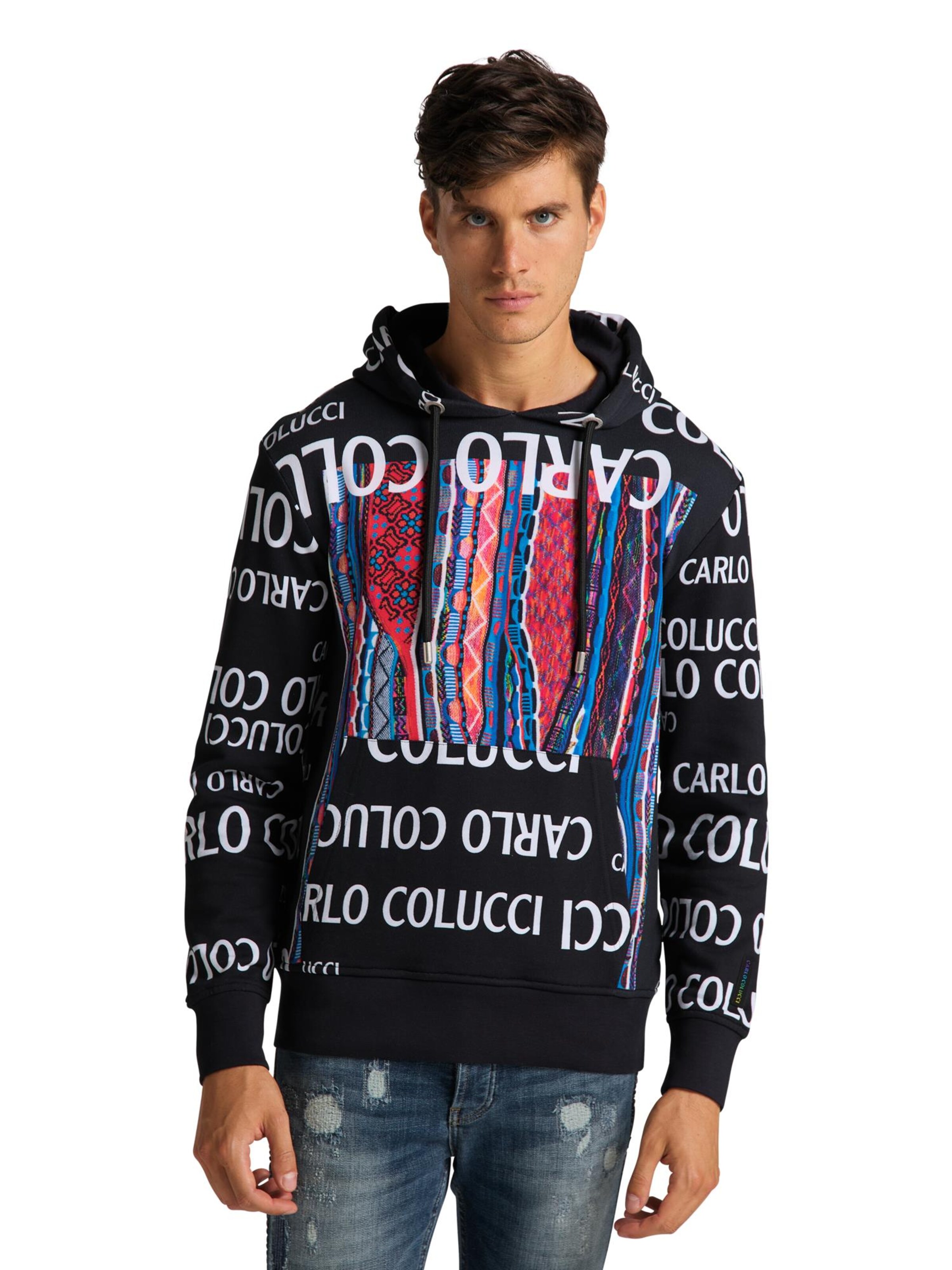 Carlo Colucci Sweatshirt in Zwart: voorkant