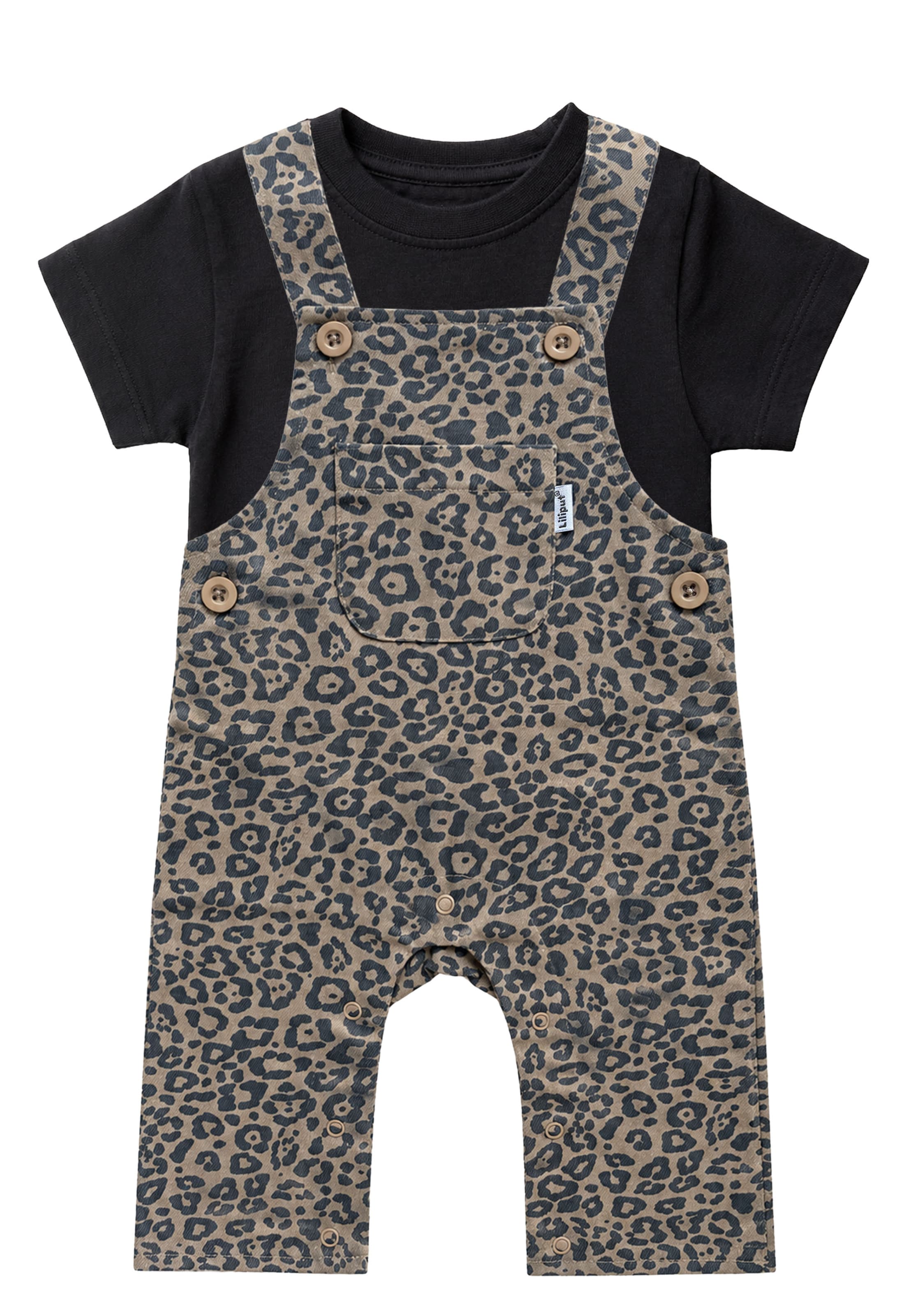 LILIPUT Latzhose und T-Shirt 'Leo' in Braun: Vorderseite