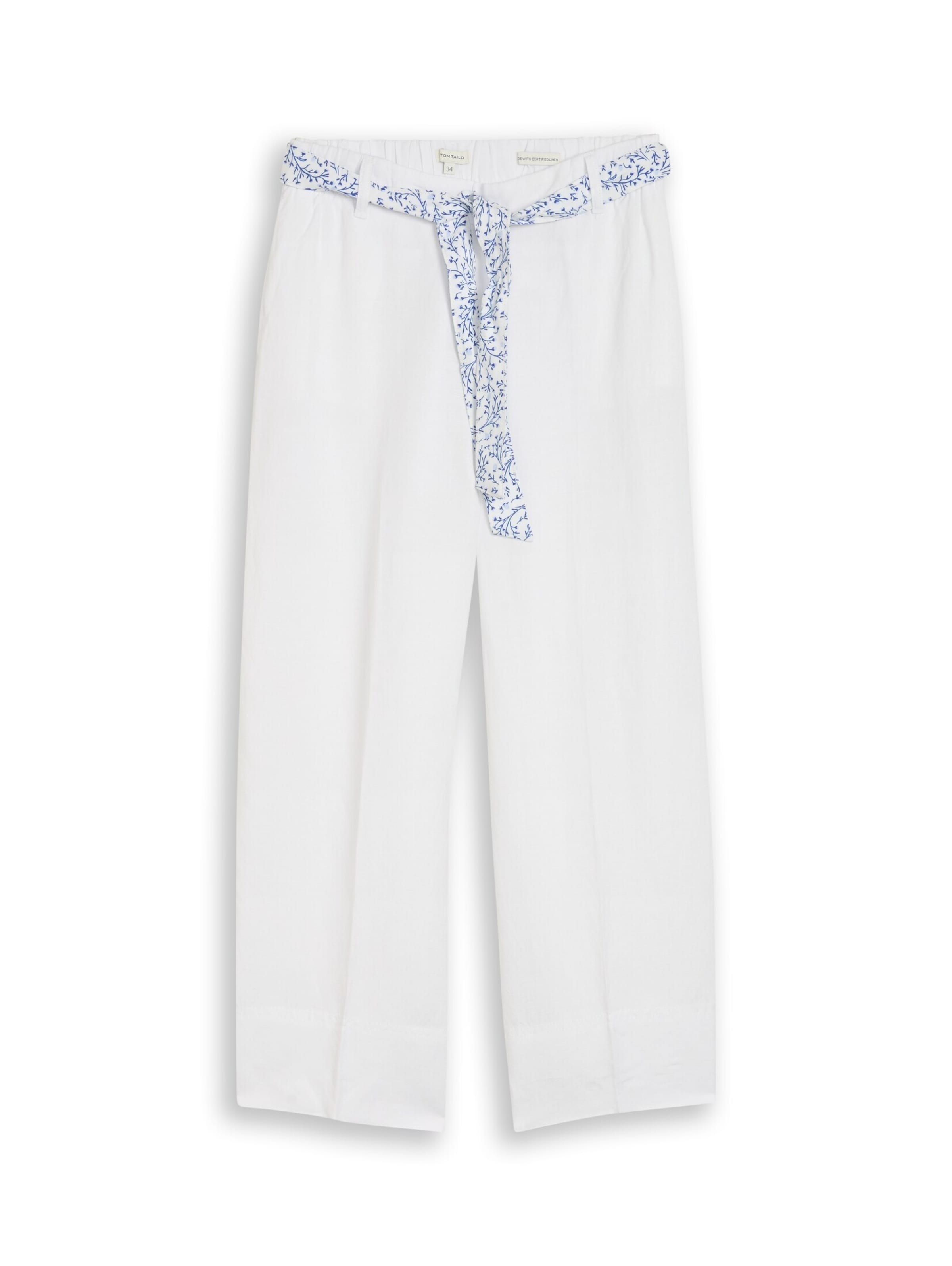TOM TAILOR Wide leg Trousers with creases in White: front