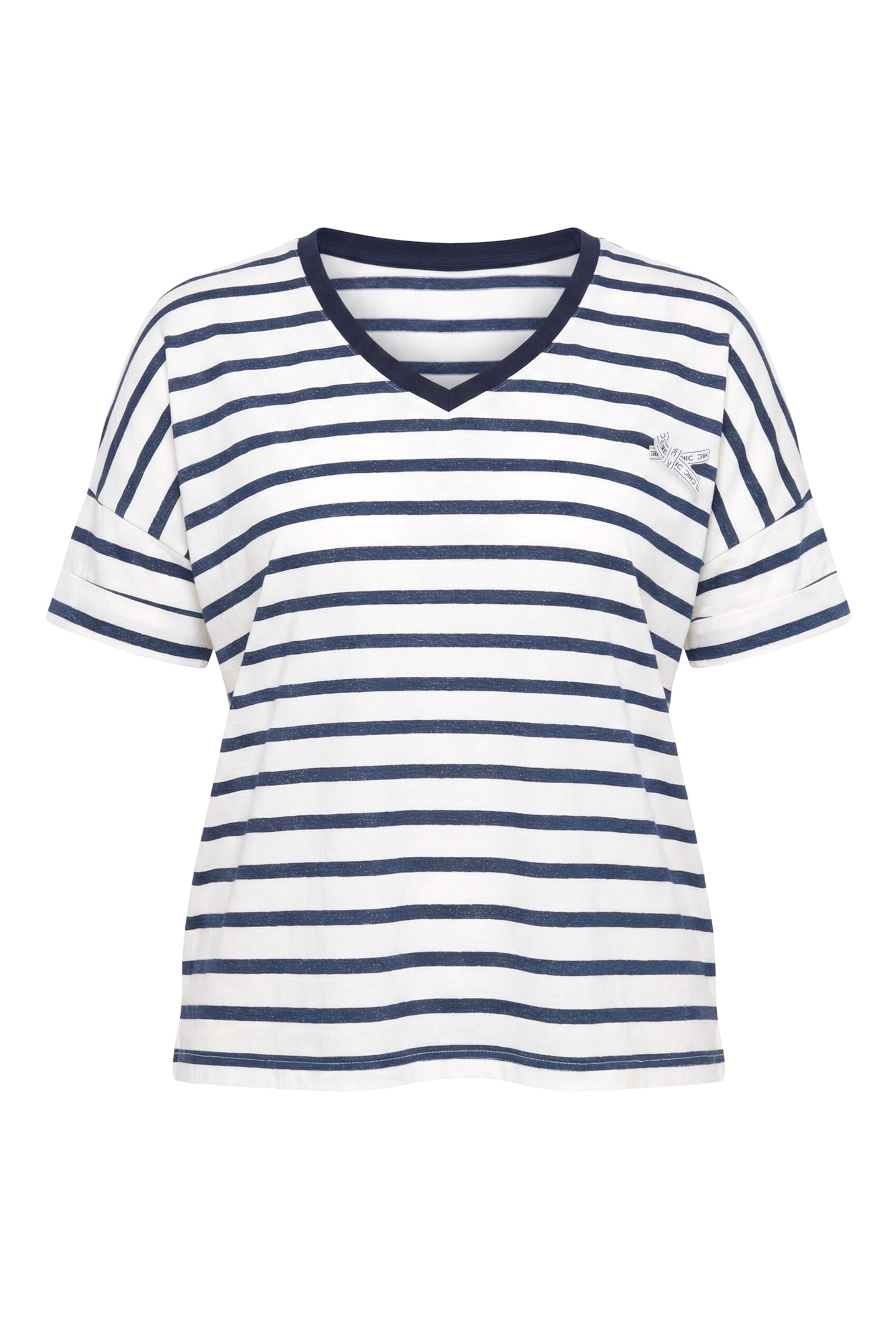 Ulla Popken Shirt in M-L in marine / weiß, Produktansicht