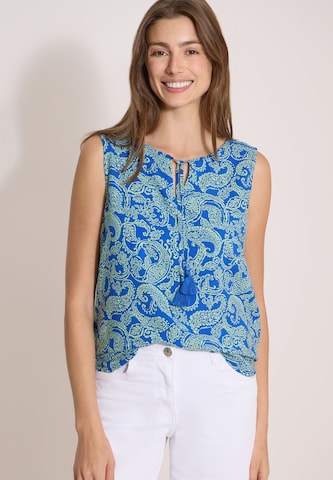 CECIL Blusentop mit Split Neck und Print in Blau: Vorderseite