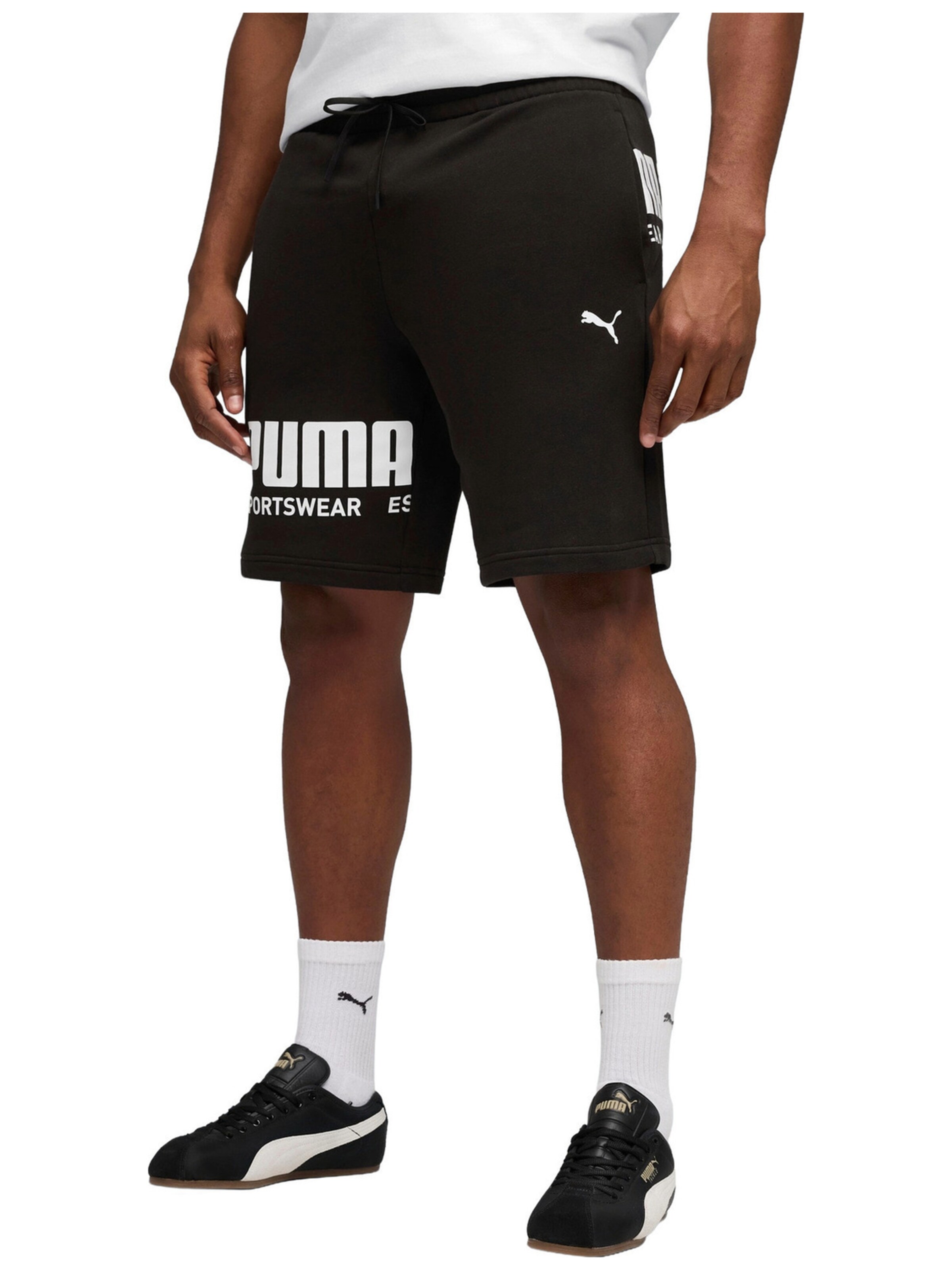 PUMA - regular Pantalón deportivo 'Puma Sport Graphic Shorts Tr' en negro: frente