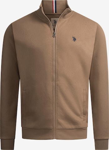 U.S. POLO ASSN. Zip-Up Hoodie in Beige: front