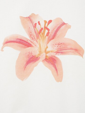 MANGO Тениска 'FLORAL' в бяло