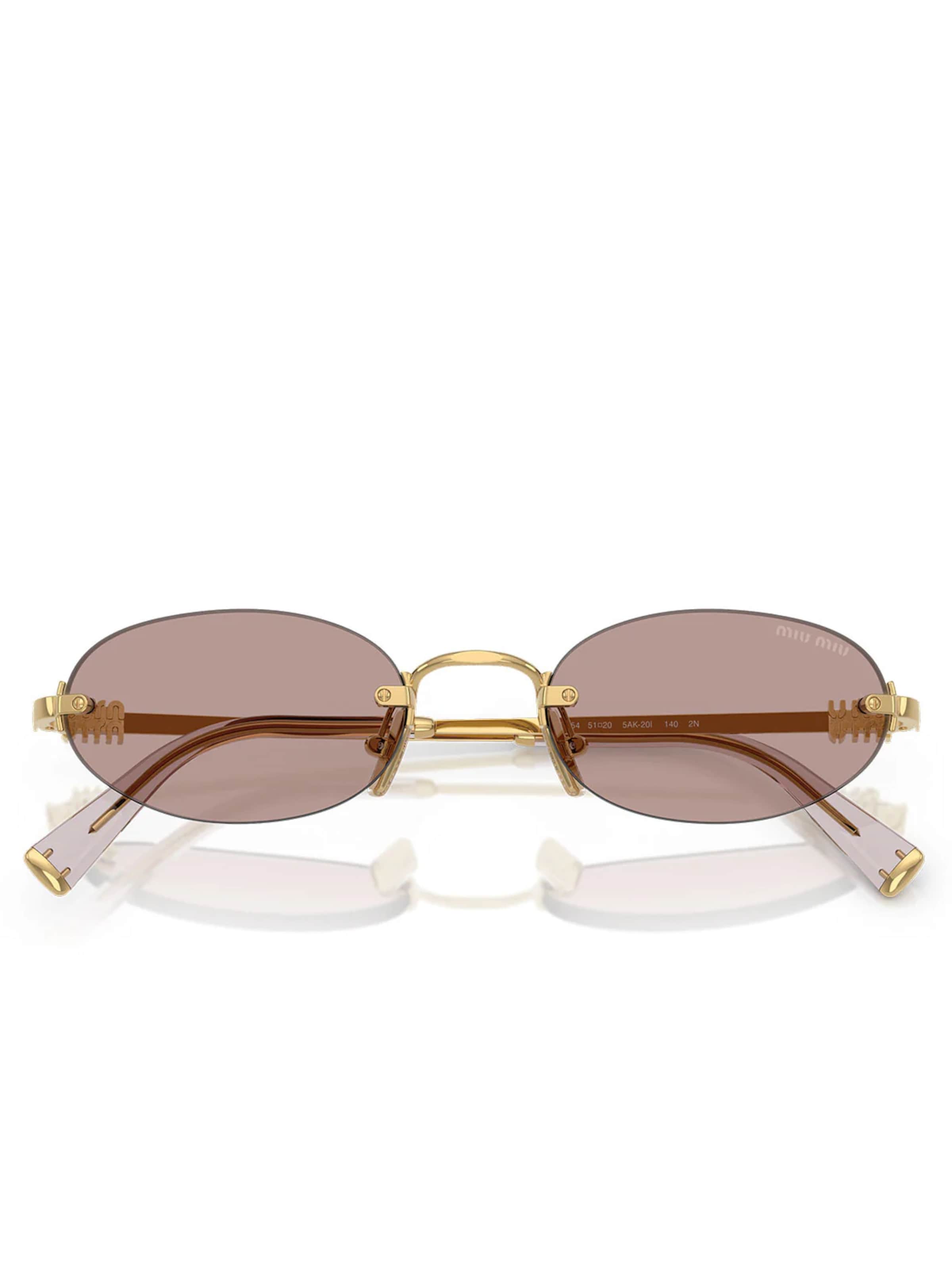 Lunettes de soleil 'Occhiali da Sole MUA54S 5AK20I Oro/Viola Chiaro Marrone Donna' Miu Miu en or