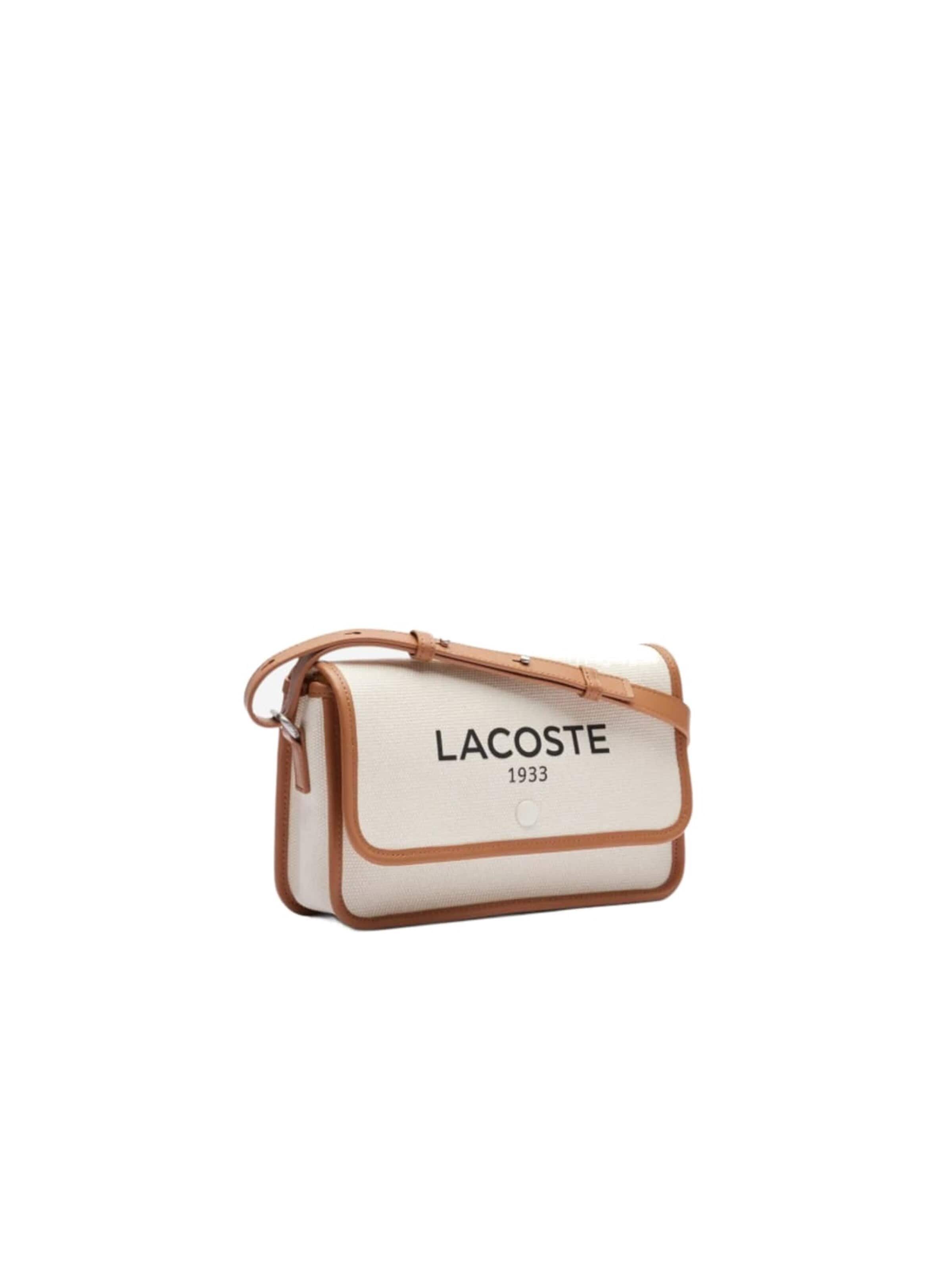 LACOSTE - Bolso de hombro 'Lacoste Sac Bandoulière Heritage Canvas Natural Tan' en blanco