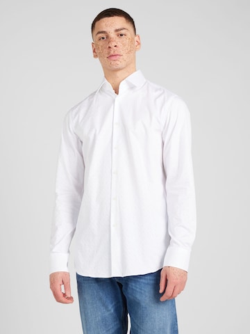 BOSS Black Slim fit Button Up Shirt 'HANK' in White: front