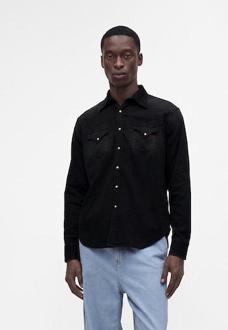 REPLAY Regular Fit Paita värissä musta: etupuoli