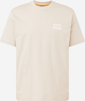 T-Shirt 'Records' BOSS en beige : devant