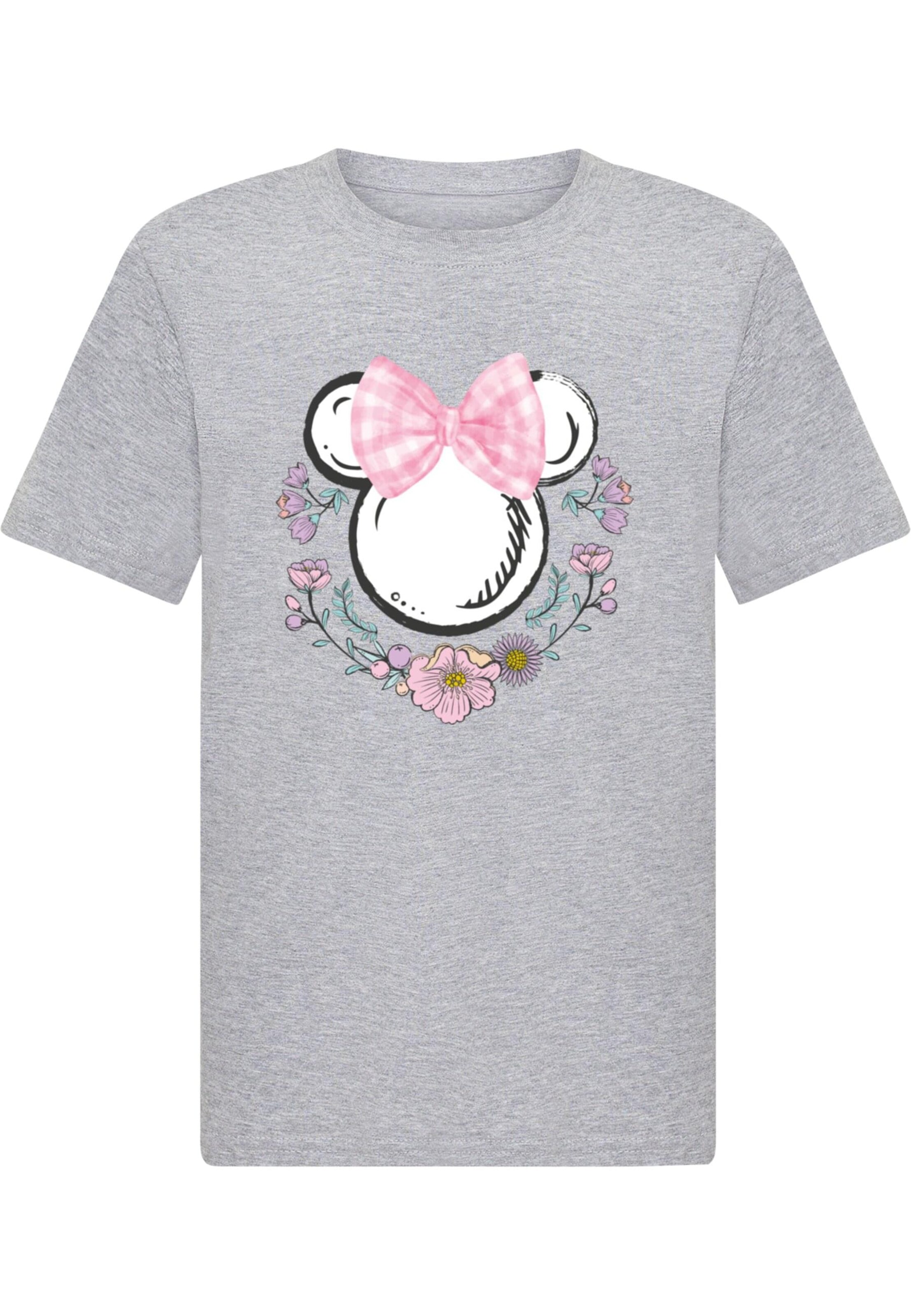 ABSOLUTE CULT T-Shirt 'Minnie Mouse - Flowers 2.0' in Grau: Vorderseite