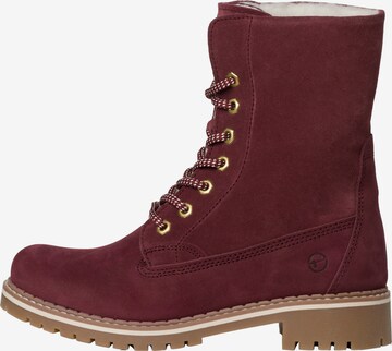 TAMARIS Lace-Up Ankle Boots in Red