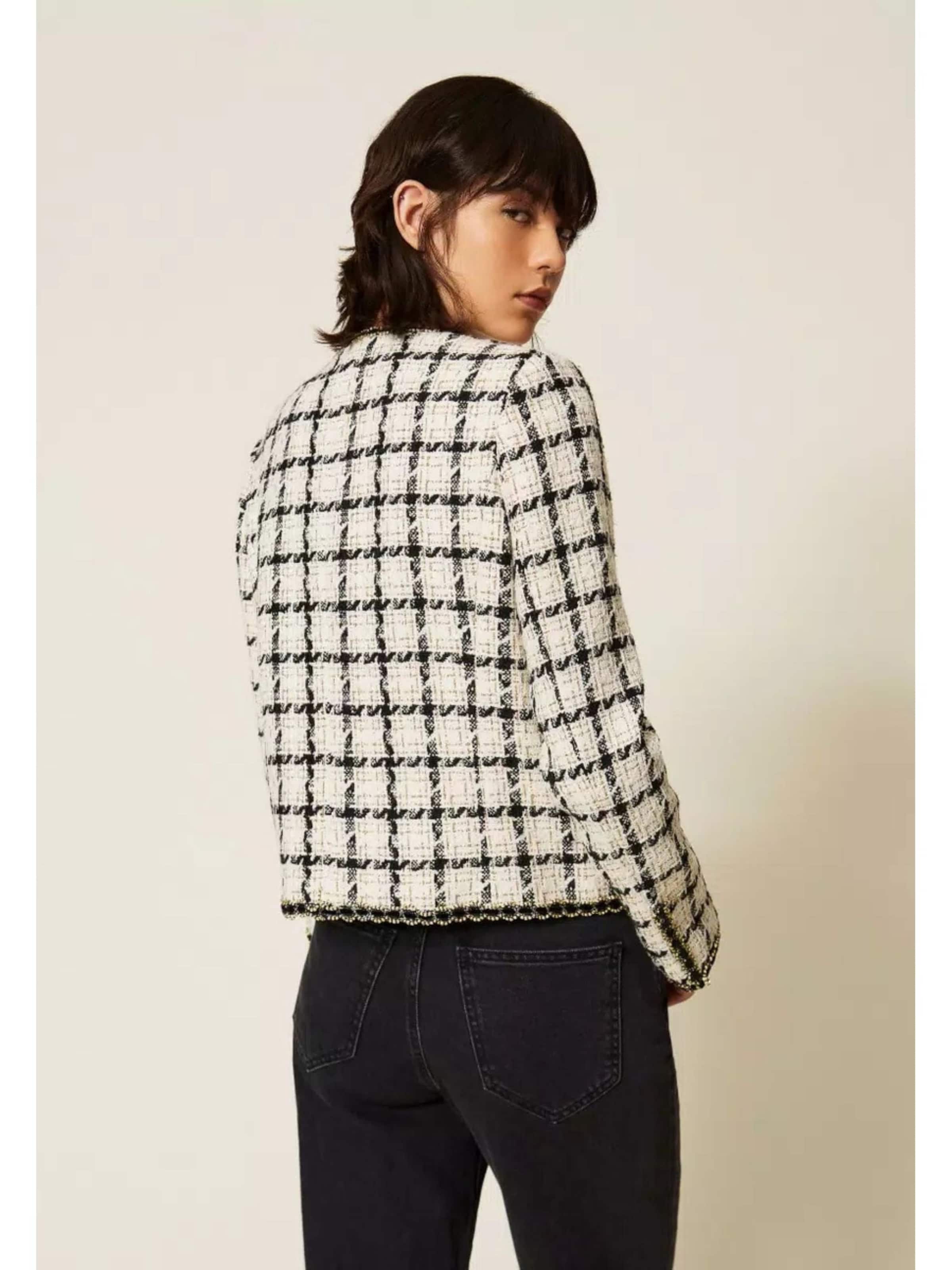 Twinset - Blazer 'bouclé check jacket with lurex details' en blanco