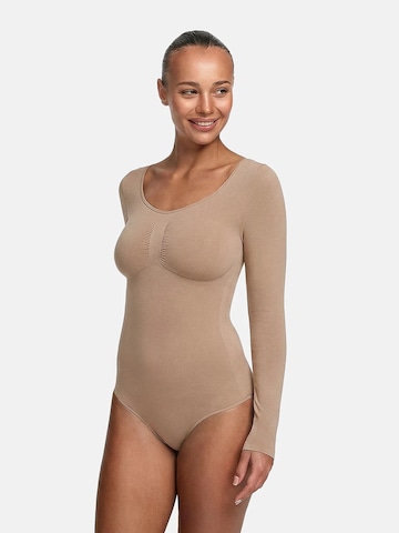 cfab (formerly creamy fabrics) - Body moldeador 'Bodysuit Sculpting Shapewear Longsleeve mit String' en beige