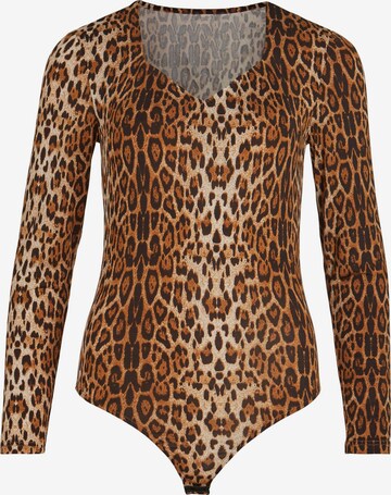 VILA Shirt bodysuit 'LEOA' in Brown: front