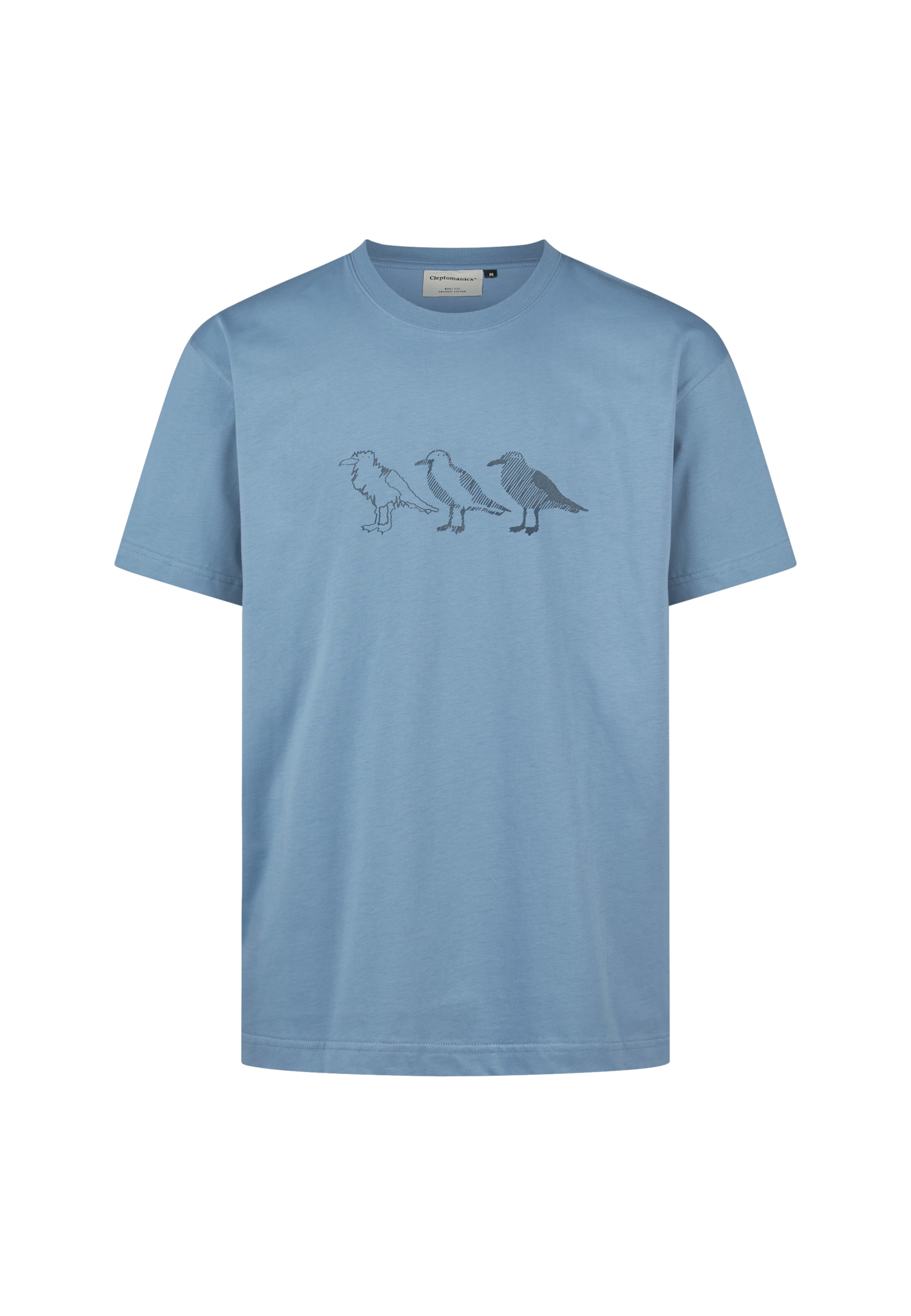 Cleptomanicx Shirt 'Classic Tee Scribble Gull' in Blue: front