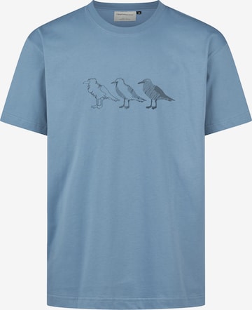 Cleptomanicx Shirt 'Classic Tee Scribble Gull' in Blue: front