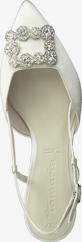 TAMARIS Дамски обувки на ток с отворена пета в бяло