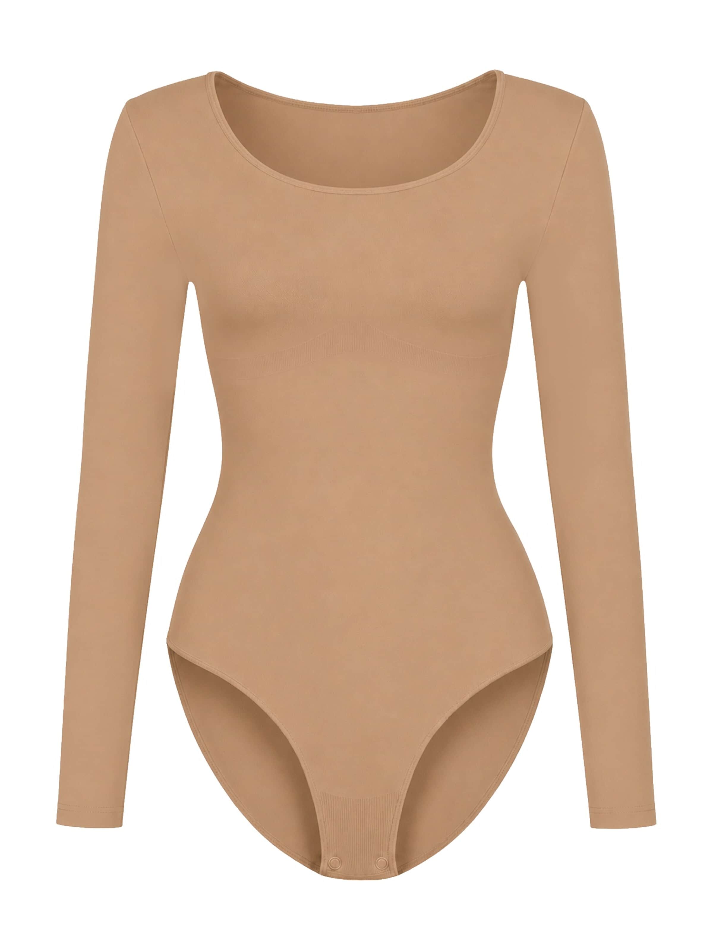 Body modellante 'Longsleeve Sculpting Bodysuit with Slip' di cfab in beige: frontale