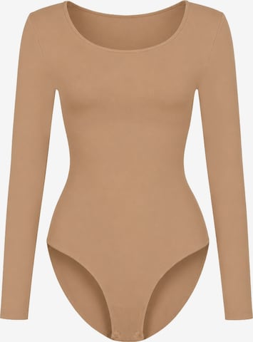 Body modellante 'Longsleeve Sculpting Bodysuit with Slip' di cfab in beige: frontale