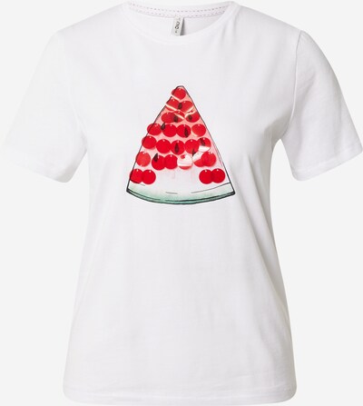 ONLY Shirt 'KITA' in grün / feuerrot / schwarz / weiß, Produktansicht