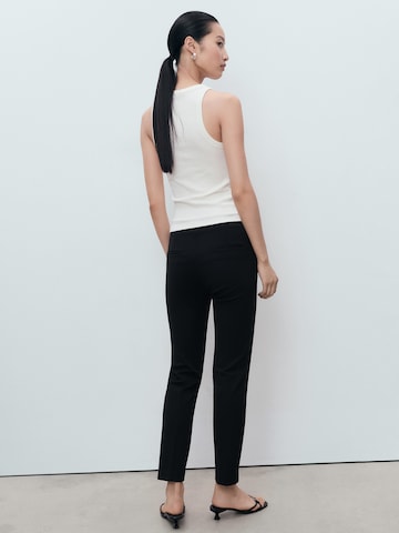 MANGO Slim fit Trousers with creases 'PALOMA' in Black