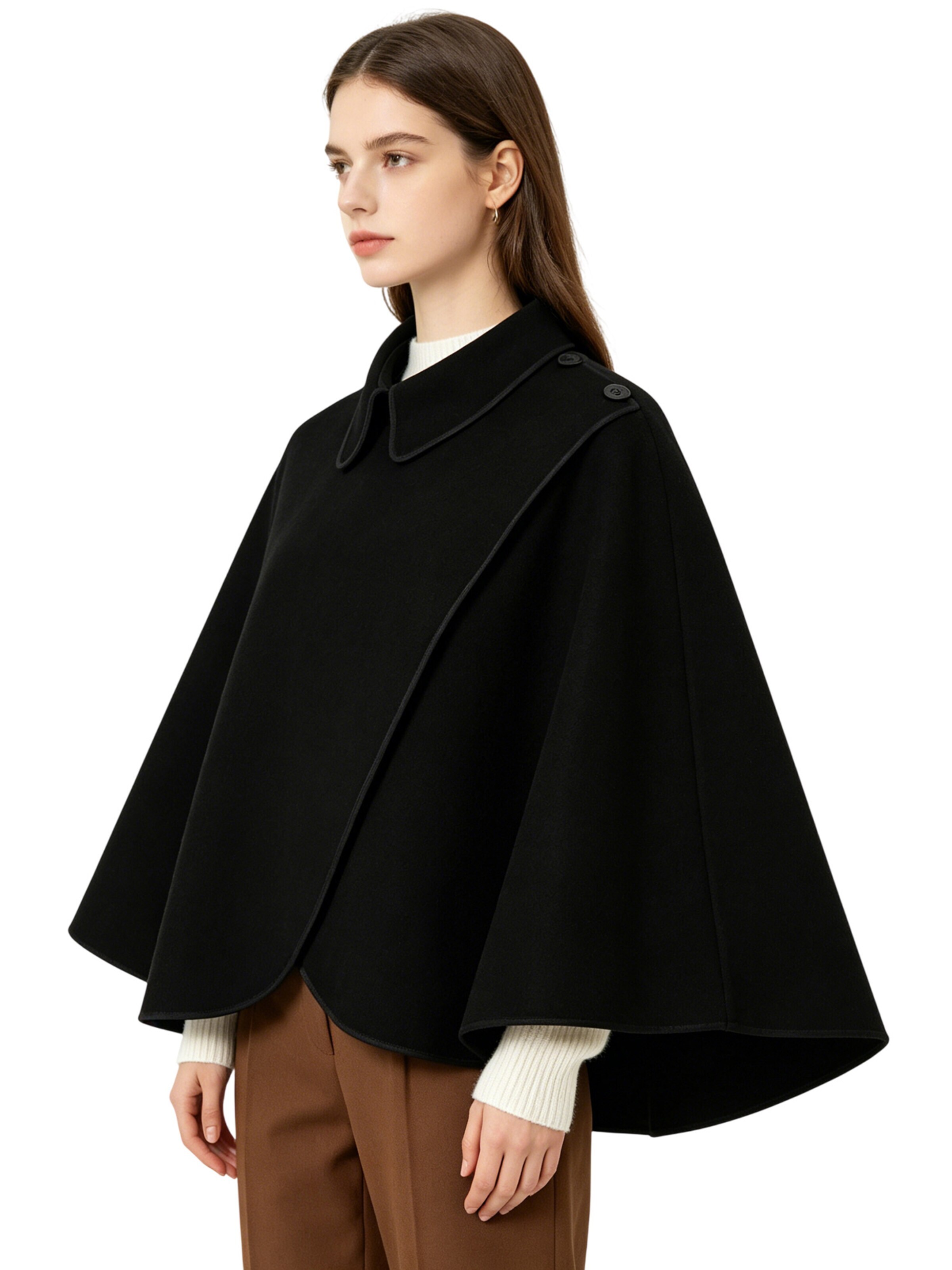 Magicshe Cape 'Elegantes Winter Cape' in Black