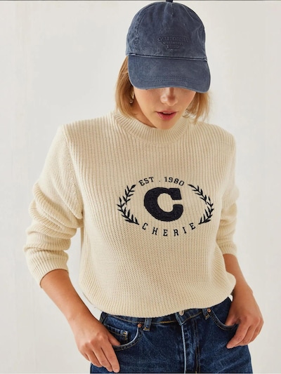 Bianco Lucci Pull-over 'Pullover' en S-M en beige / noir, Vue avec produit