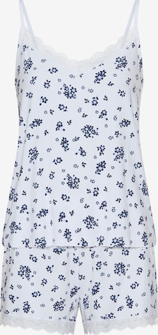 LASCANA - Pijama de pantalón corto en blanco: frente