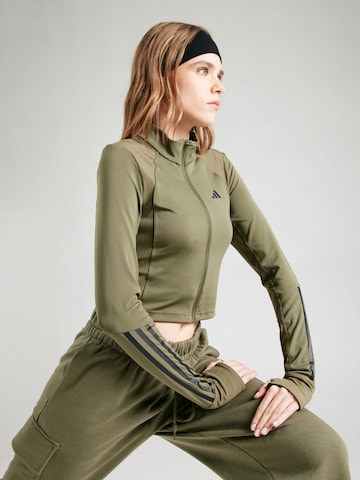ADIDAS PERFORMANCE Athletic Zip-Up Hoodie 'Hyperglam' in Green: front