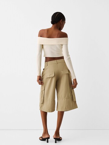 Bershka Wide leg Cargo trousers in Brown