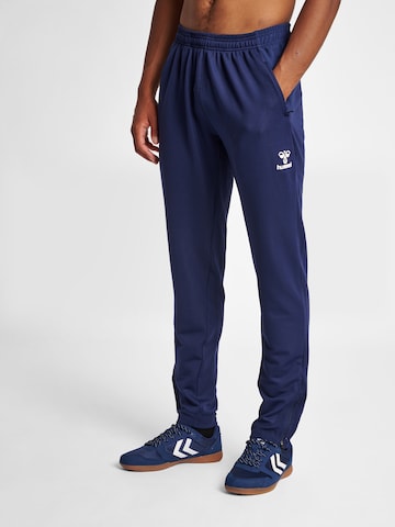 Hummel Slim fit Workout Pants 'Lead' in Blue: front