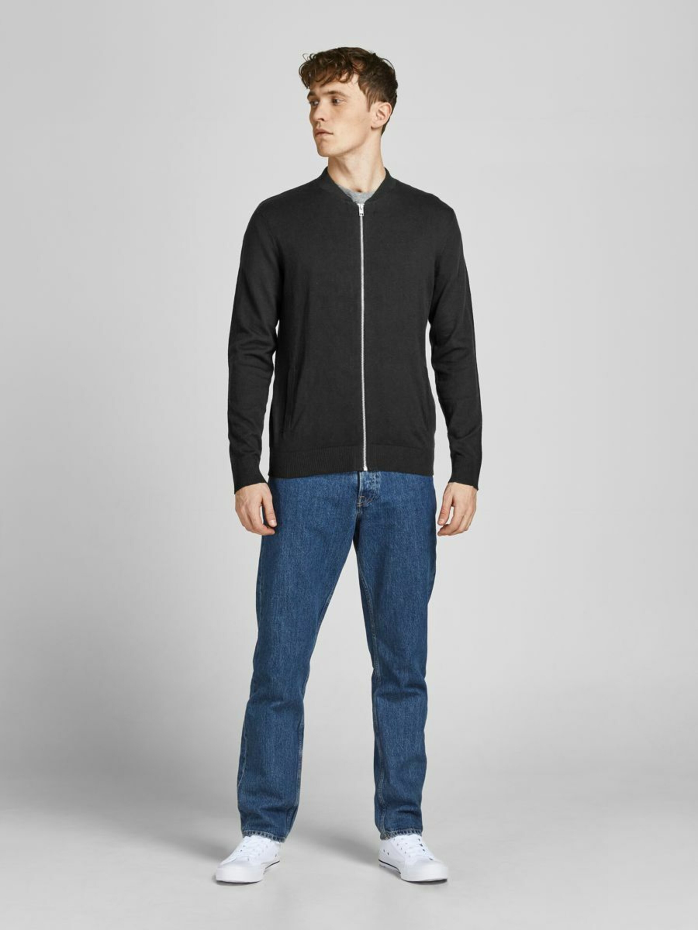 Männer Pullover & Strick JACK & JONES Strickjacke 'EMIL' in Schwarz - PS93113 Männer Pullover & Strick JACK & JONES Strickjacke 'EMIL' in Schwarz - PS93113