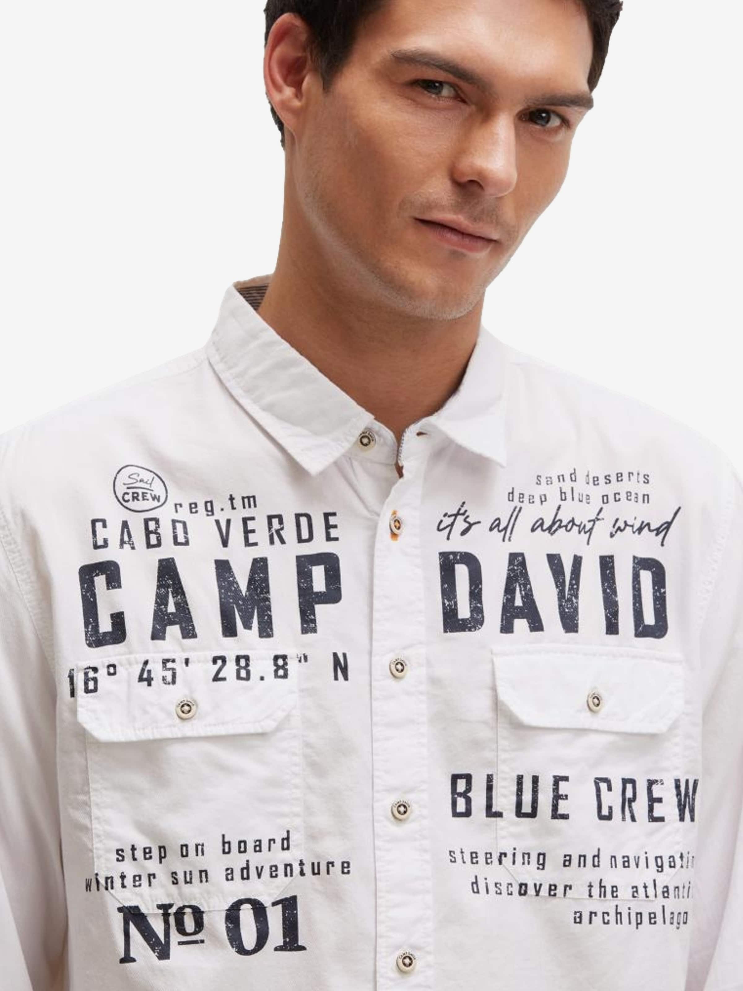 Camp David Button Up Shirt male White logo print size L