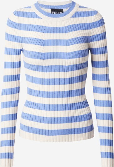 PIECES Pullover 'CRISTA' in blau / weiß, Produktansicht