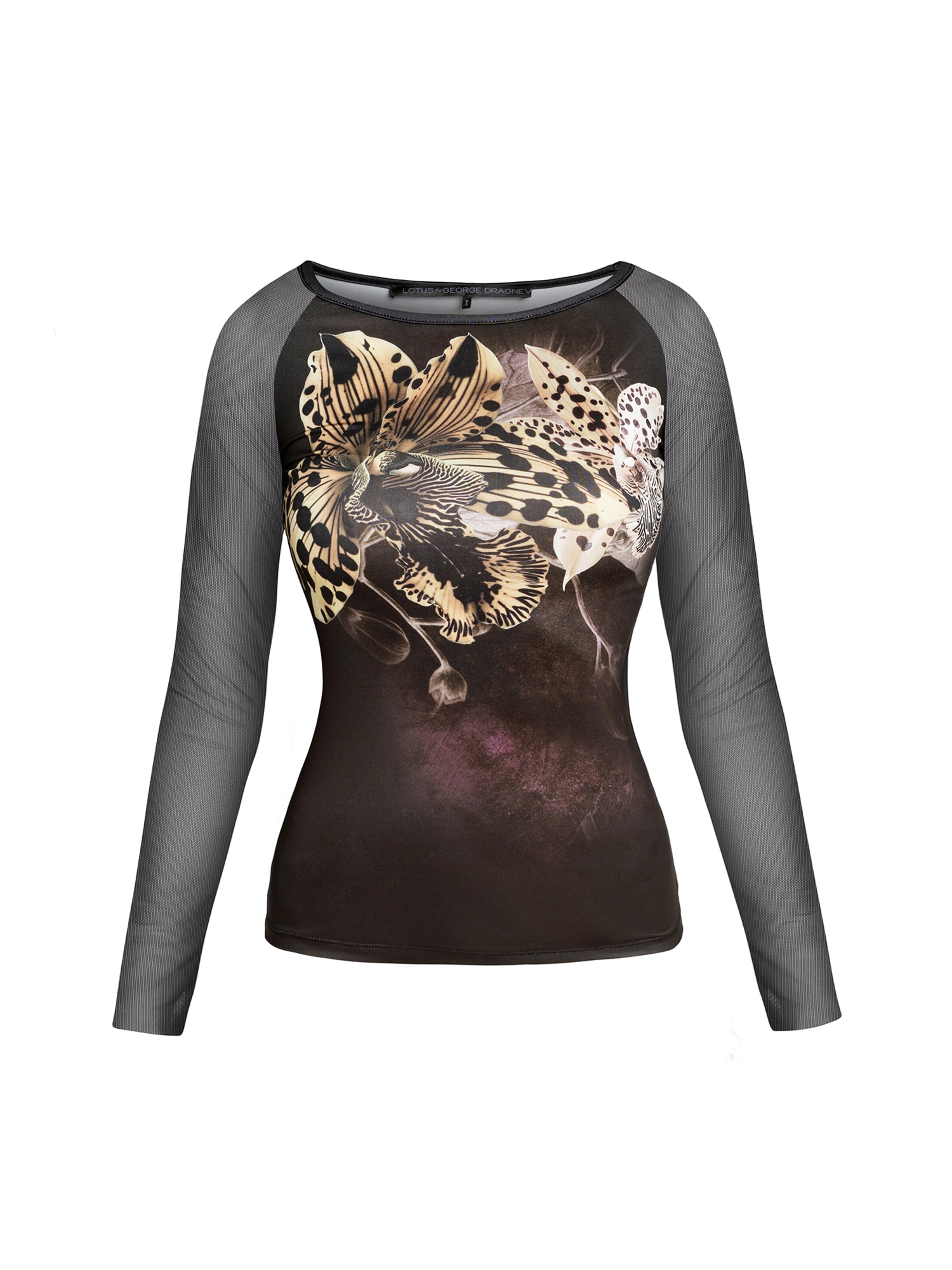 JIORO Blouse 'LEO ORCHID' in Black: front