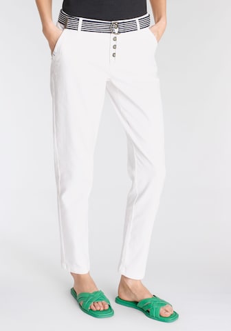 DELMAO Slim fit Chino Pants in White: front