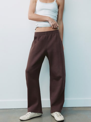 Pull&Bear Wide leg Broek in Bruin: voorkant
