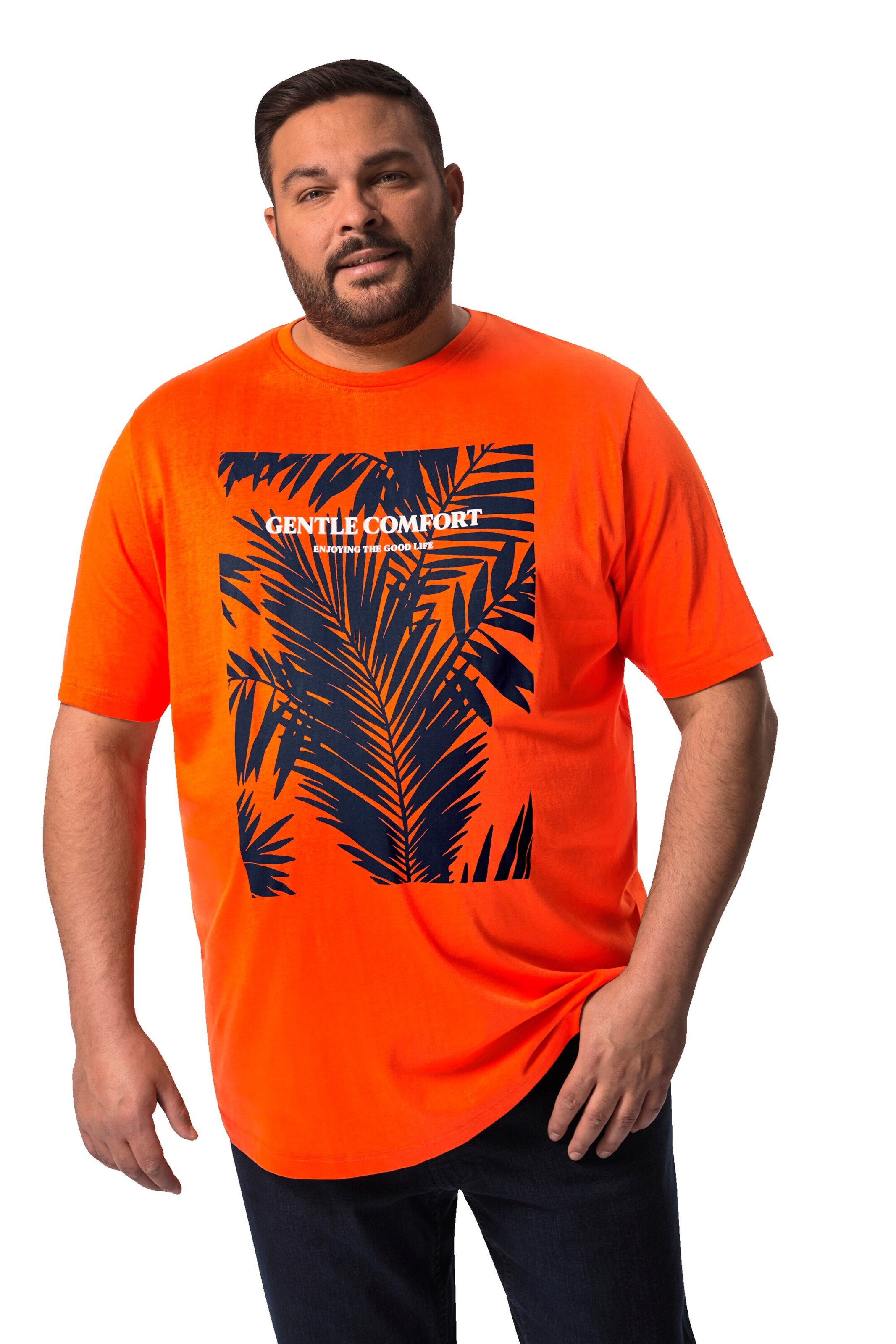 Men Plus Shirt in Orange: front