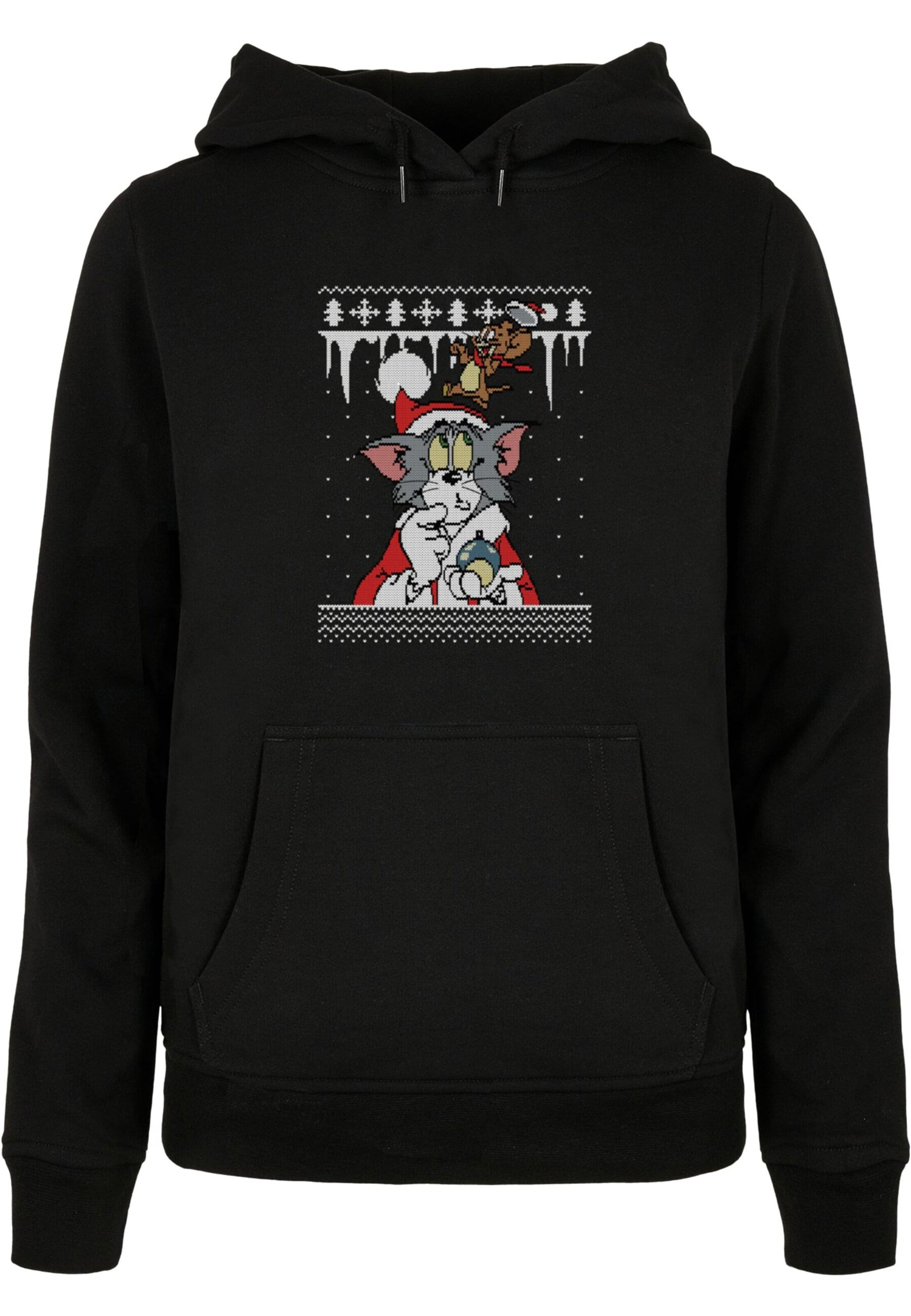 ABSOLUTE CULT Sweatshirt 'Tom and Jerry - Fair Isle' in Zwart: voorkant