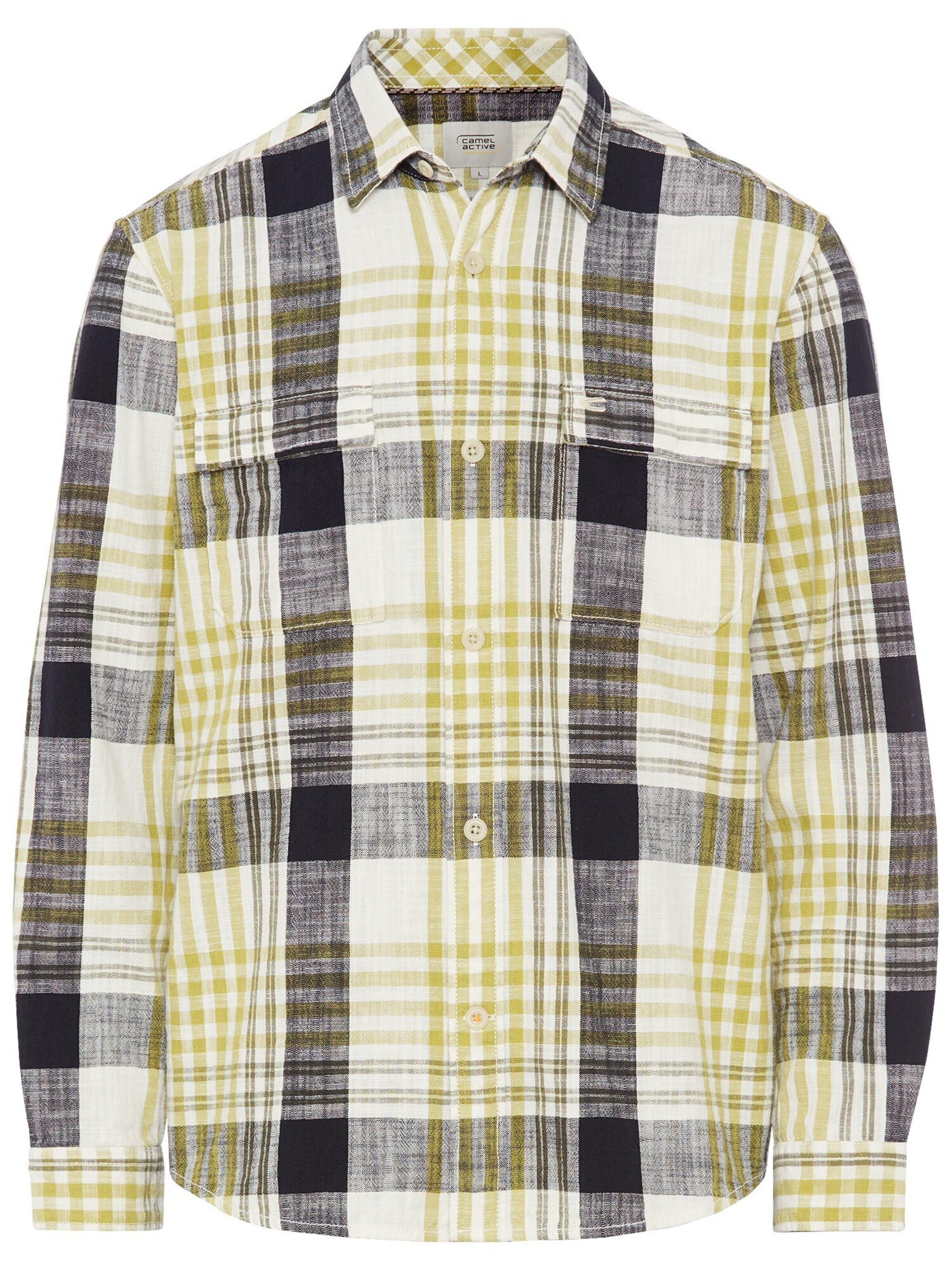 CAMEL ACTIVE Regular Fit Kariertes Langarm Hemd aus Baumwolle in Grün: Vorderseite
