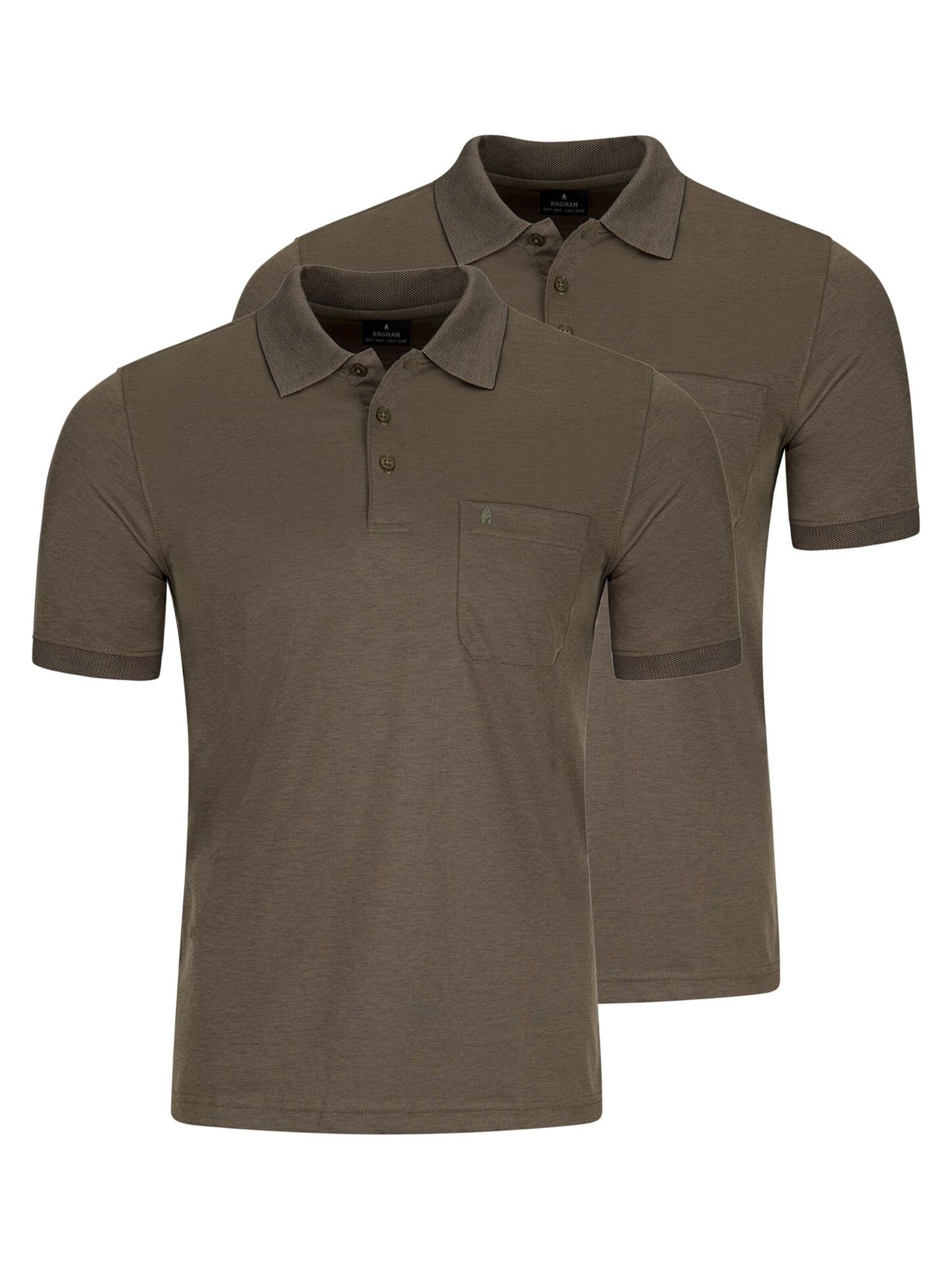 Ragman Shirt 'Basic' in Bruin: voorkant
